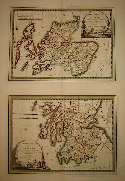 Cassini Giovanni Maria (1745-1824) La parte settentrionale della Scozia delineata sulle ultime osservazioni e divisa nelle sue Contee (e La parte meridionale della Scozia...) 1795 Roma 